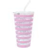 Silver Buffalo Hello Kitty Script Logo Pink 16oz Pint Glass w Lid and Glass Straw(Multicolor)