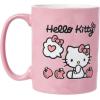 Silver Buffalo Sanrio Hello Kitty Apple Wax Resist Ceramic Pottery Mug, 17 Ounces
