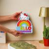 Silver Buffalo Sanrio Hello Kitty Rainbow Large Die Cut MDF Box Wall Sign, 6.4” x 1.18” 8”