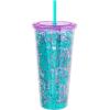 Silver Buffalo Sanrio Hello Kitty Summer Bod Ready Pineapple Swimsuit Plastic Confetti Cold Cup with Lid and Straw, 32 Ounces(Hello Kitty Summer Ready)