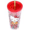 Silver Buffalo Sanrio Hello Kitty Summer Bod Ready Pineapple Swimsuit Plastic Confetti Cold Cup with Lid and Straw, 32 Ounces(Multicolor)