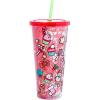 Silver Buffalo Sanrio Hello Kitty Summer Bod Ready Pineapple Swimsuit Plastic Confetti Cold Cup with Lid and Straw, 32 Ounces(Multicolor)