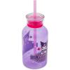 Silver Buffalo Sanrio Hello Kitty and Friends Featuring Kuromi Hearts Purple Glass Milk Bottle with Straw, 15 Ounces
