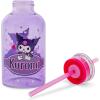 Silver Buffalo Sanrio Hello Kitty and Friends Featuring Kuromi Hearts Purple Glass Milk Bottle with Straw, 15 Ounces
