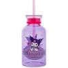 Silver Buffalo Sanrio Hello Kitty and Friends Featuring Kuromi Hearts Purple Glass Milk Bottle with Straw, 15 Ounces