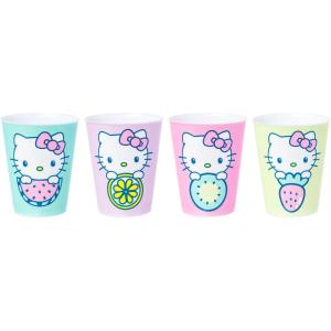 Silver Buffalo Sanrio Hello Kitty 4 Piece Plastic Mini Cup Set, 1.5 Ounces