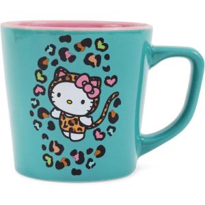 Silver Buffalo Sanrio Hello Kitty Leopard Wide Latte Ceramic Mug, 17 Ounces