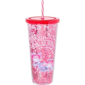 Silver Buffalo Sanrio Hello Kitty and Friends My Melody and Kuromi Plastic Confetti Cold Cup with Lid and Straw, 32 Ounces