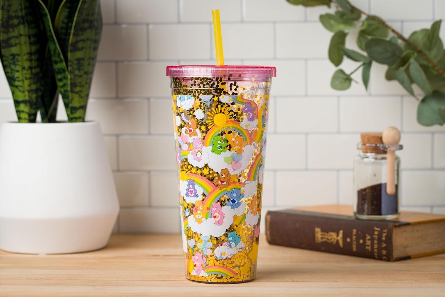 image:imageSilver Buffalo Disney Lilo and Stitch Pineapple Plastic Confetti Cold Cup with Lid and Straw 32 OuncesCare Bears