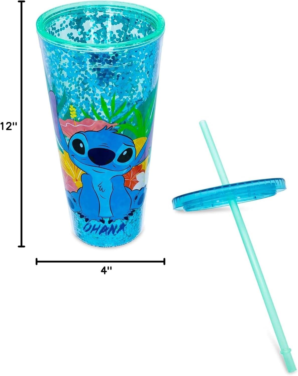 image:imageSilver Buffalo Disney Lilo and Stitch Pineapple Plastic Confetti Cold Cup with Lid and Straw 32 OuncesLilo and Stitch Ohana