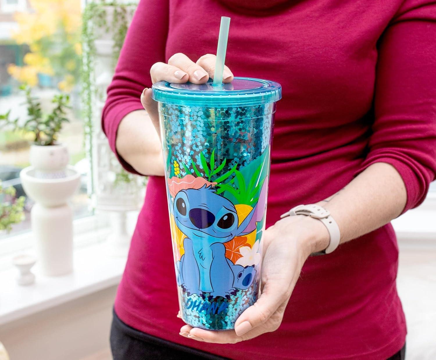 image:imageSilver Buffalo Disney Lilo and Stitch Pineapple Plastic Confetti Cold Cup with Lid and Straw 32 OuncesLilo and Stitch Ohana