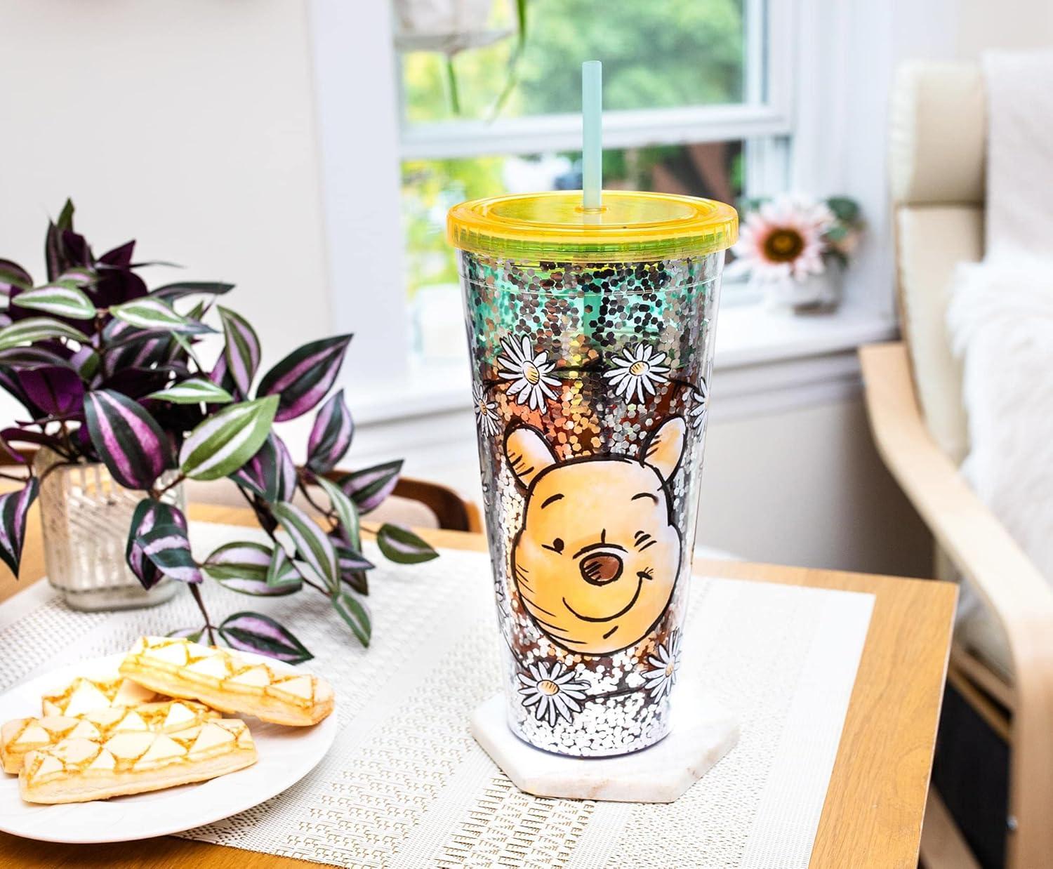 image:imageSilver Buffalo Disney Lilo and Stitch Pineapple Plastic Confetti Cold Cup with Lid and Straw 32 OuncesWinnie the Pooh Flowers