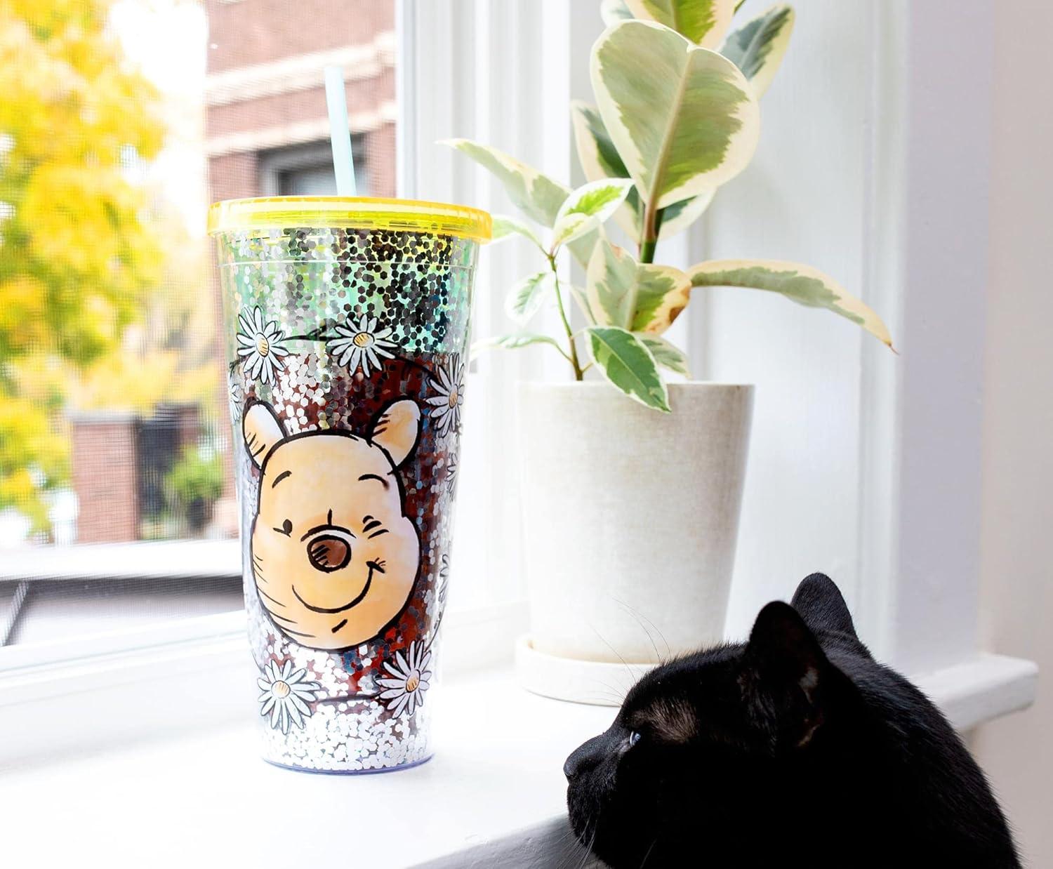 image:imageSilver Buffalo Disney Lilo and Stitch Pineapple Plastic Confetti Cold Cup with Lid and Straw 32 OuncesWinnie the Pooh Flowers