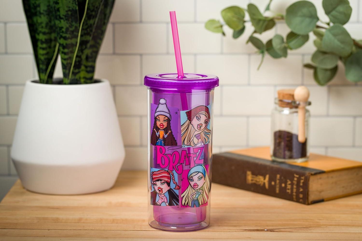 image:imageSilver Buffalo Disney Lilo and Stitch Rainbow and Pineapple Tropical Plastic Tall Cold Cup with Lid and Straw 20 OuncesBratz Grid