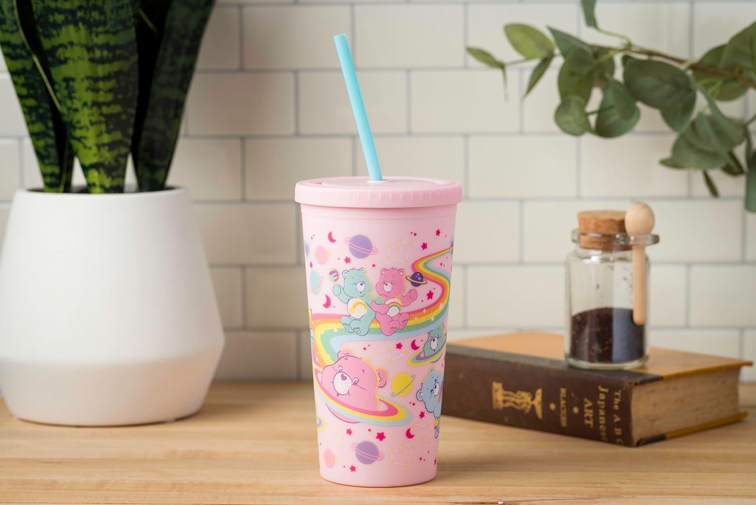 image:imageSilver Buffalo Disney Lilo and Stitch Rainbow and Pineapple Tropical Plastic Tall Cold Cup with Lid and Straw 20 OuncesCare Bears Matte