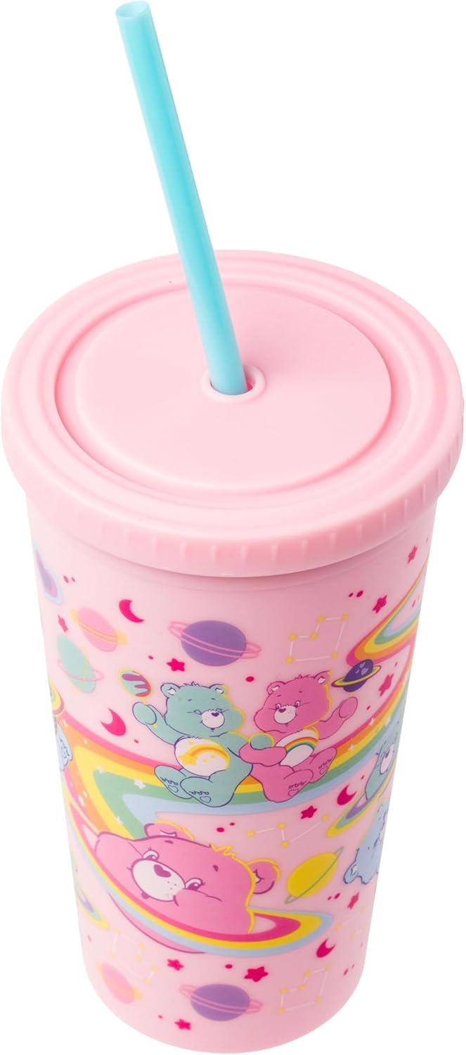image:imageSilver Buffalo Disney Lilo and Stitch Rainbow and Pineapple Tropical Plastic Tall Cold Cup with Lid and Straw 20 OuncesCare Bears Matte