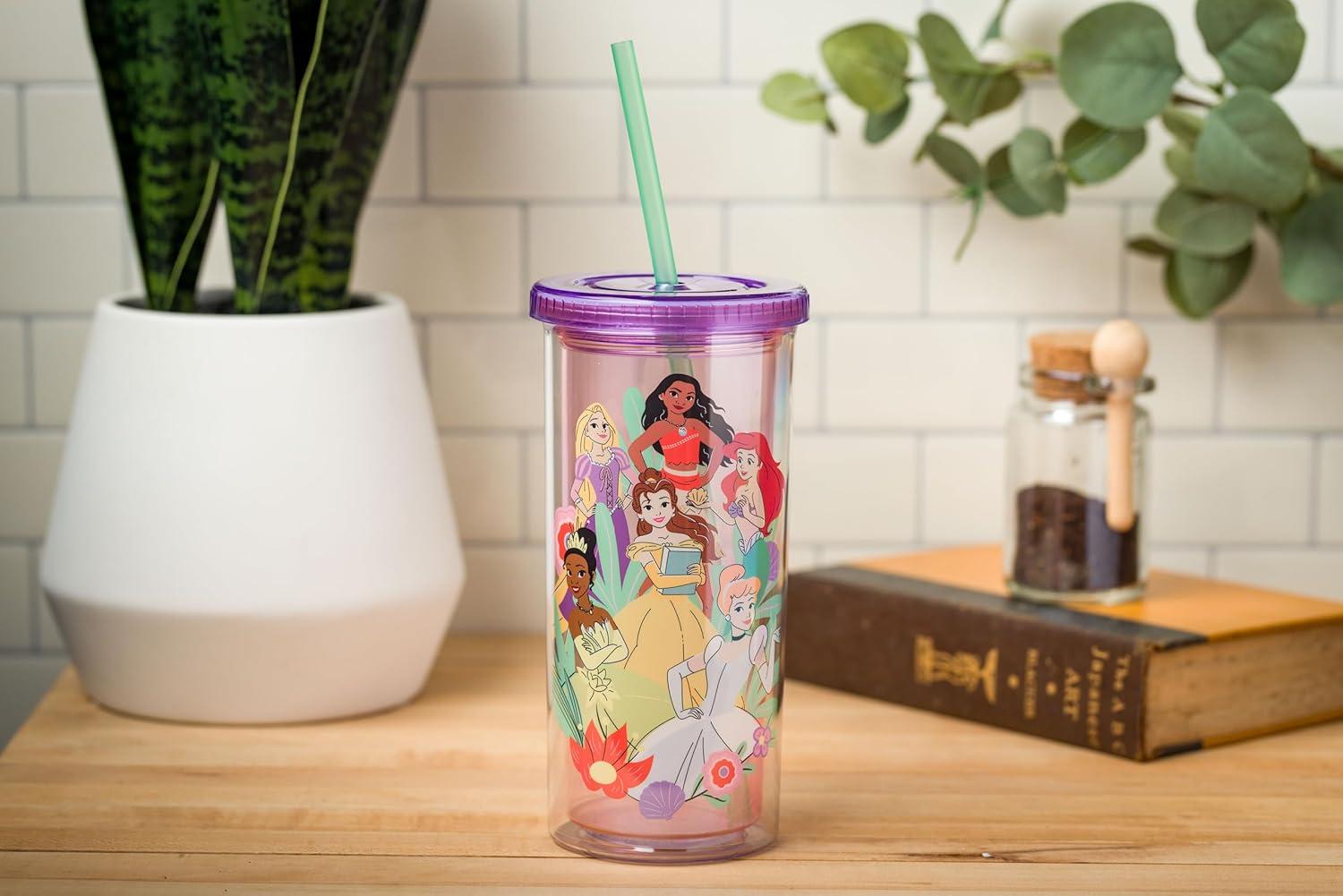 image:imageSilver Buffalo Disney Lilo and Stitch Rainbow and Pineapple Tropical Plastic Tall Cold Cup with Lid and Straw 20 OuncesDisney Princess