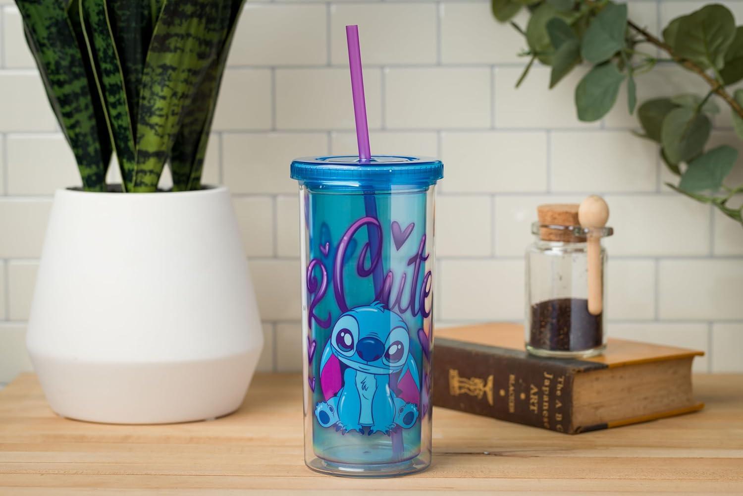 image:imageSilver Buffalo Disney Lilo and Stitch Rainbow and Pineapple Tropical Plastic Tall Cold Cup with Lid and Straw 20 OuncesLilo and Stitch 2 Cute