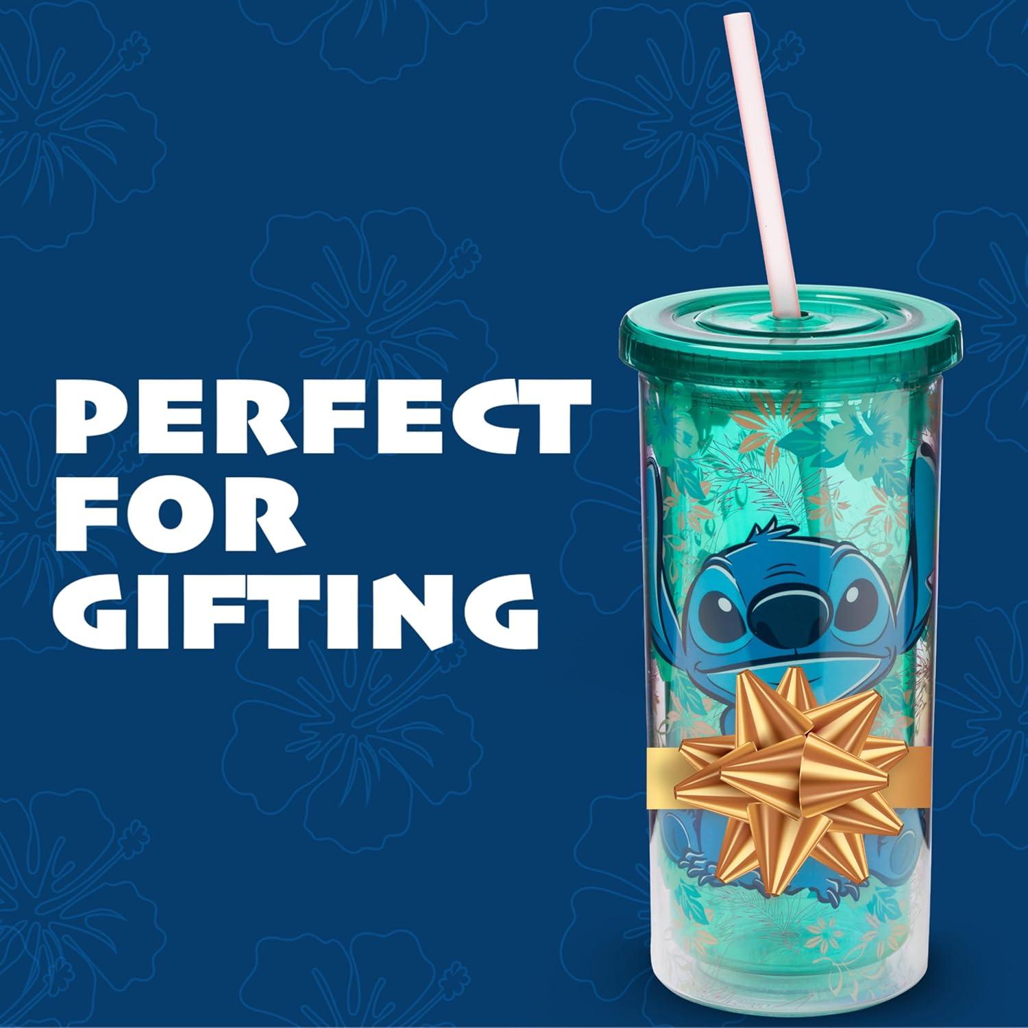image:imageSilver Buffalo Disney Lilo and Stitch Rainbow and Pineapple Tropical Plastic Tall Cold Cup with Lid and Straw 20 OuncesLilo and Stitch Stitch Sitting Tropical