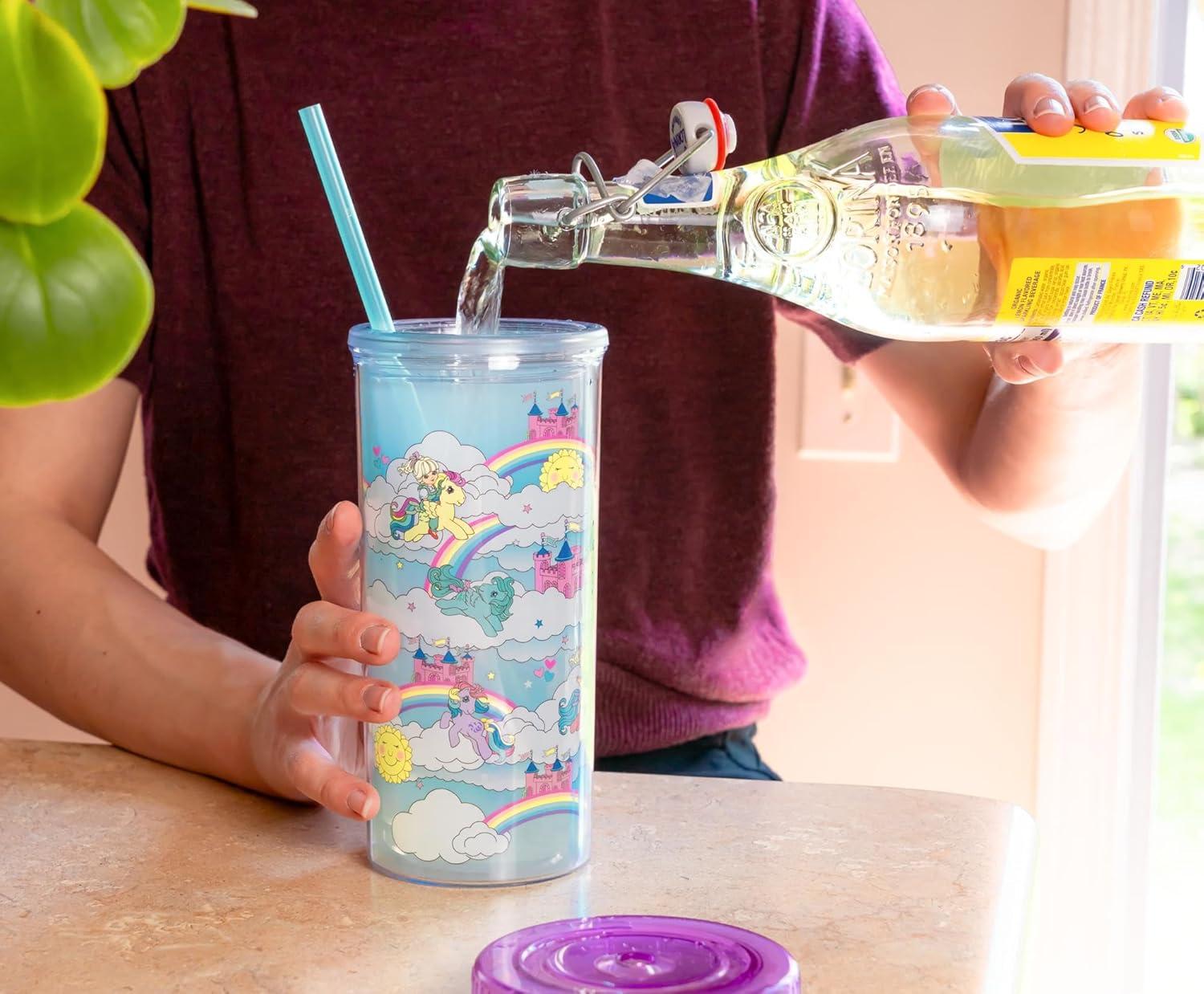 image:imageSilver Buffalo Disney Lilo and Stitch Rainbow and Pineapple Tropical Plastic Tall Cold Cup with Lid and Straw 20 OuncesMy Little Pony Cloud Scene