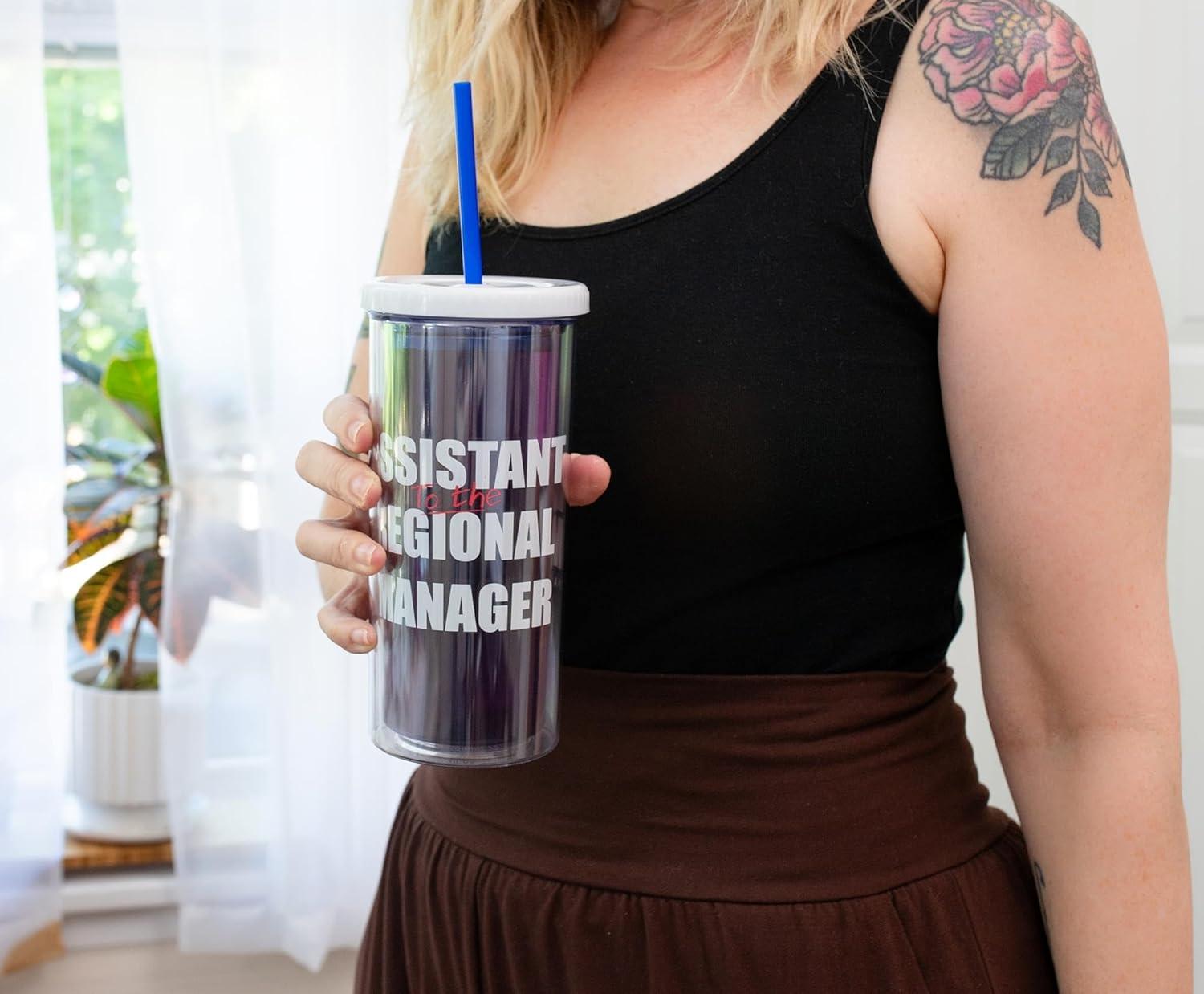image:imageSilver Buffalo Disney Lilo and Stitch Rainbow and Pineapple Tropical Plastic Tall Cold Cup with Lid and Straw 20 OuncesThe Office Assistant to the Regional Manager