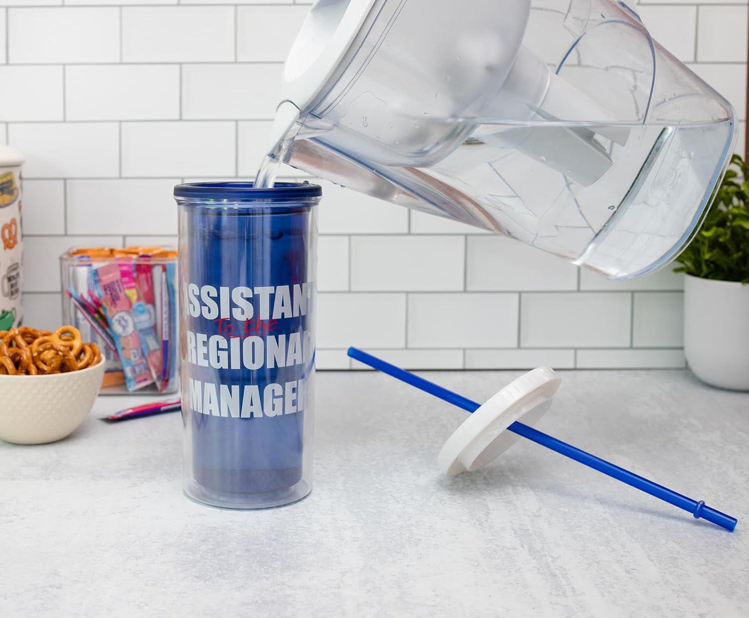 image:imageSilver Buffalo Disney Lilo and Stitch Rainbow and Pineapple Tropical Plastic Tall Cold Cup with Lid and Straw 20 OuncesThe Office Assistant to the Regional Manager