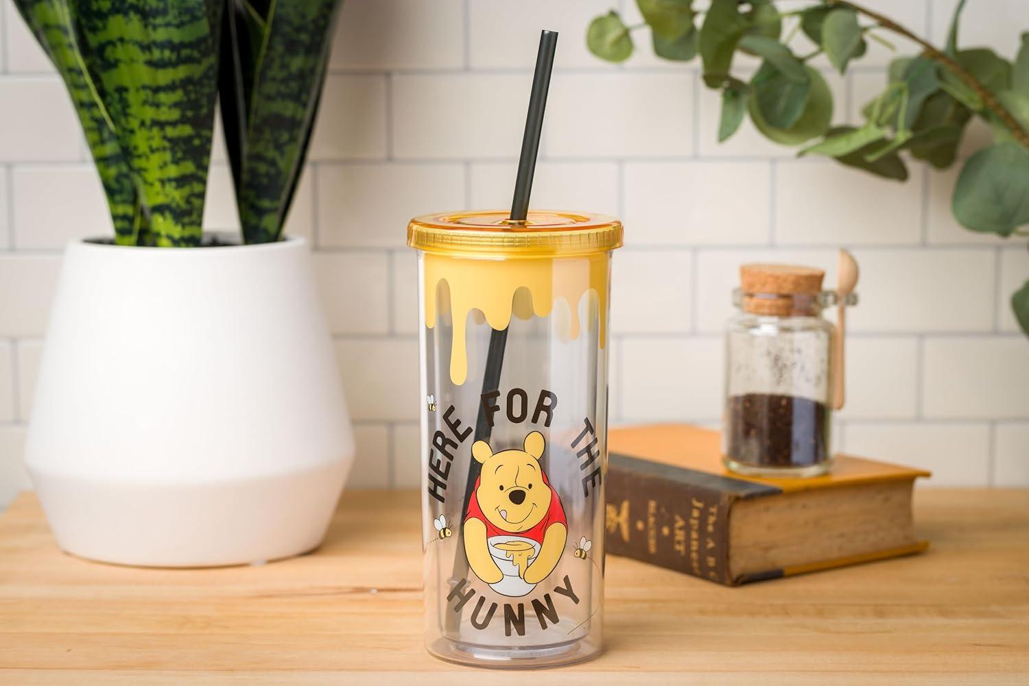image:imageSilver Buffalo Disney Lilo and Stitch Rainbow and Pineapple Tropical Plastic Tall Cold Cup with Lid and Straw 20 OuncesWinnie the Pooh