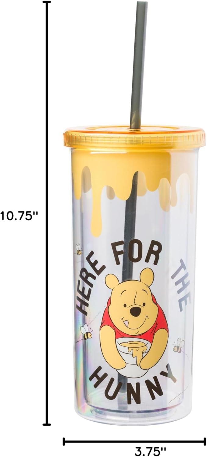 image:imageSilver Buffalo Disney Lilo and Stitch Rainbow and Pineapple Tropical Plastic Tall Cold Cup with Lid and Straw 20 OuncesWinnie the Pooh