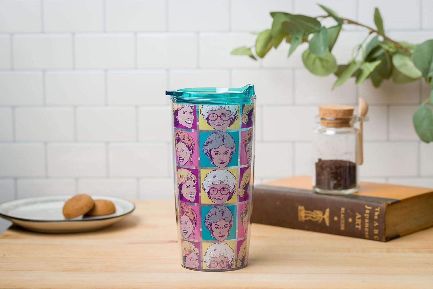 image:imageSilver Buffalo Lilo and Stitch Floral Tropical Blue Double Wall Travel Tumbler with Slide Close Lid 20 OuncesGolden Girls 20 Ounces