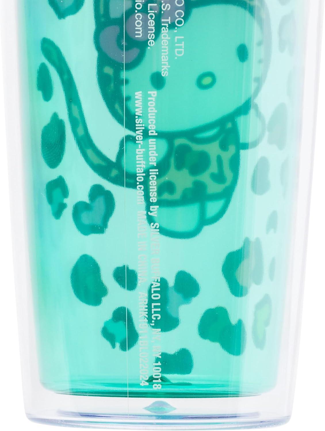 image:imageSilver Buffalo Lilo and Stitch Floral Tropical Blue Double Wall Travel Tumbler with Slide Close Lid 20 OuncesHello Kitty Jungle Leopard Print 20 Ounces