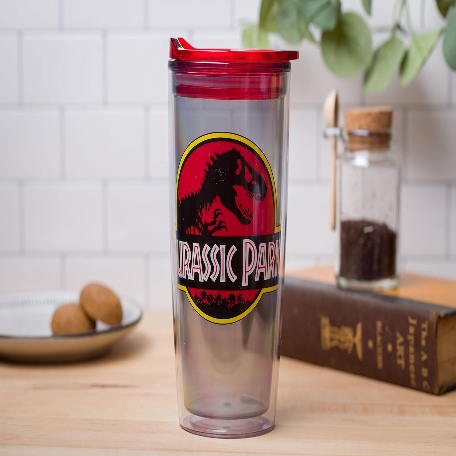 image:imageSilver Buffalo Lilo and Stitch Floral Tropical Blue Double Wall Travel Tumbler with Slide Close Lid 20 OuncesJurassic Park 20 Ounces