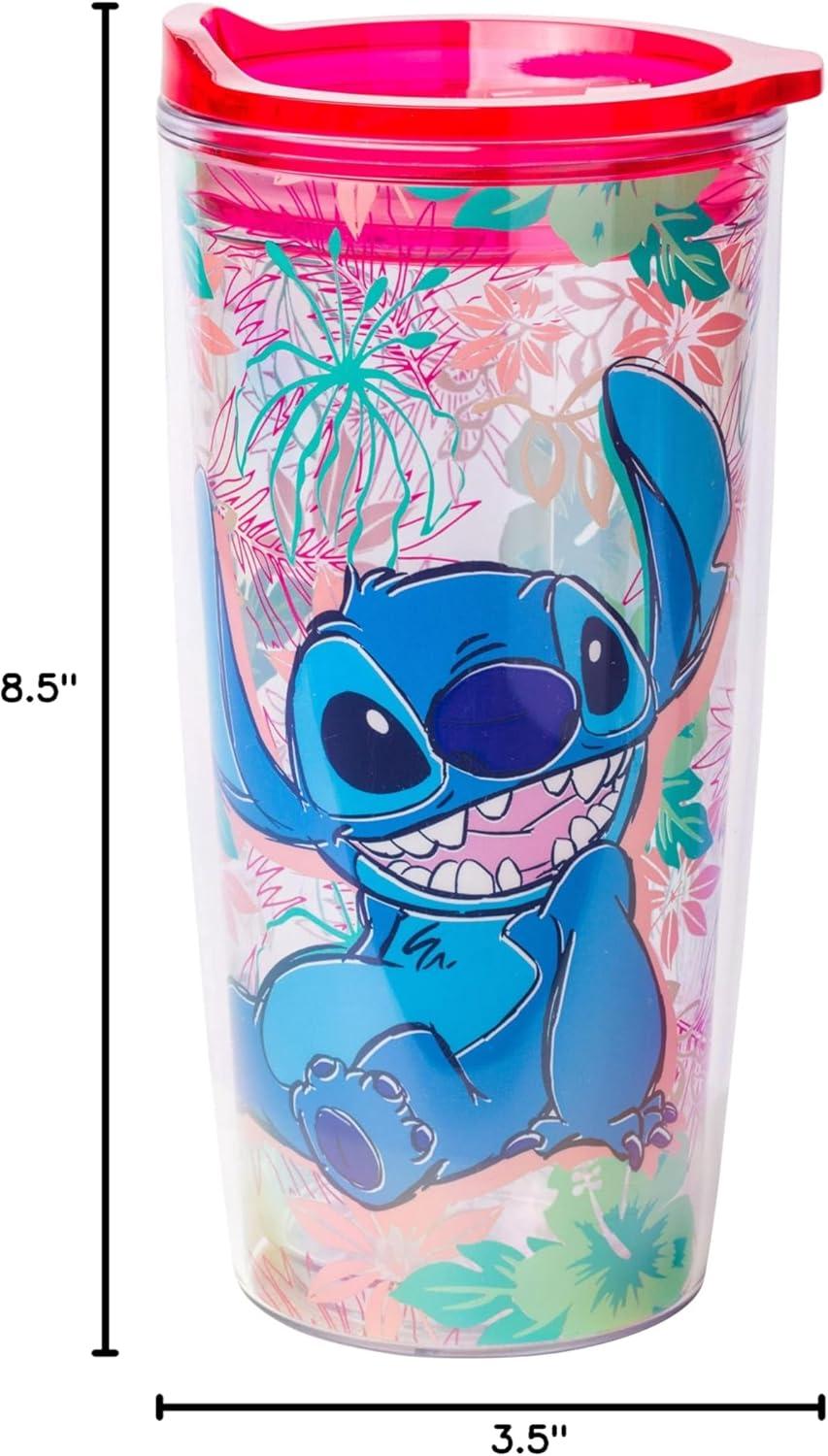 image:imageSilver Buffalo Lilo and Stitch Floral Tropical Blue Double Wall Travel Tumbler with Slide Close Lid 20 OuncesLilo and Stitch Floral Red 20 Ounces