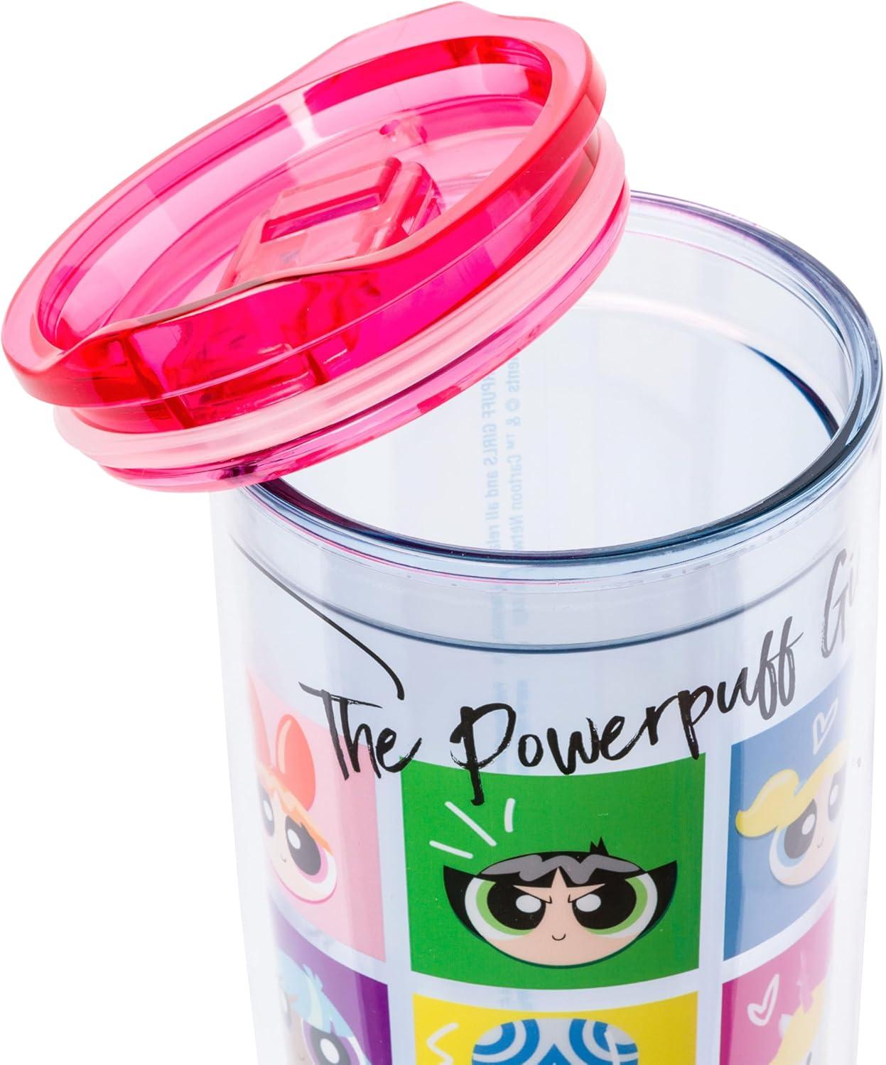 image:imageSilver Buffalo Lilo and Stitch Floral Tropical Blue Double Wall Travel Tumbler with Slide Close Lid 20 OuncesPowerpuff Girls Character Grid