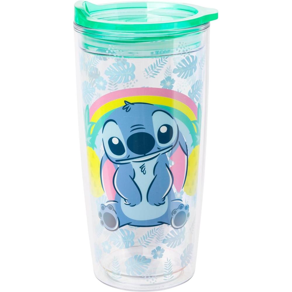 image:imageSilver Buffalo Disney Lilo and Stitch Double Wall Travel Tumbler with Slide Close Lid Featuring Stitch 20 OuncesDisney Lilo and Stitch
