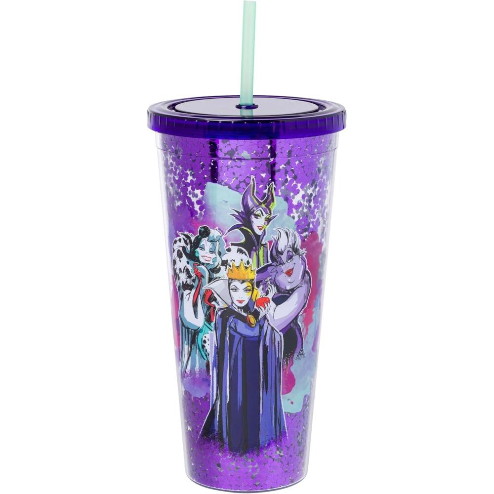 image:imageSilver Buffalo Disney Lilo and Stitch Pineapple Plastic Confetti Cold Cup with Lid and Straw 32 OuncesDisney Villains