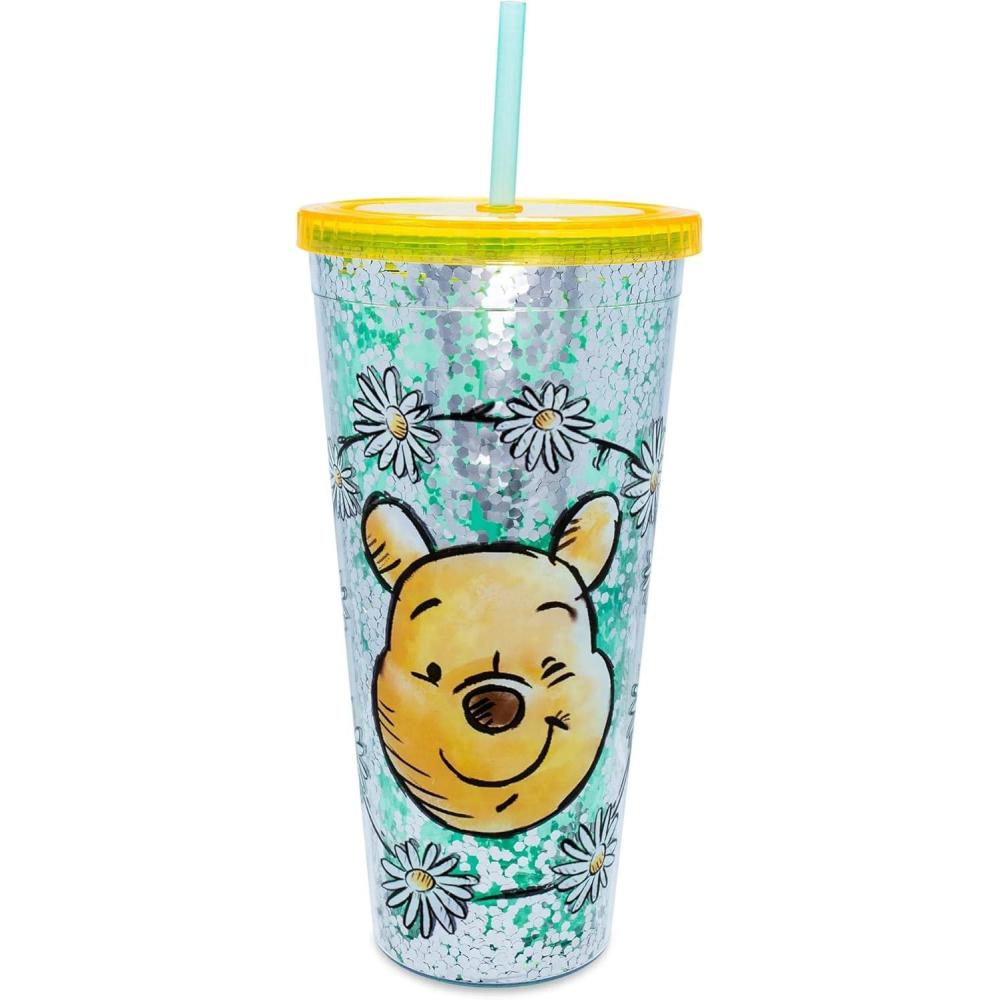 image:imageSilver Buffalo Disney Lilo and Stitch Pineapple Plastic Confetti Cold Cup with Lid and Straw 32 OuncesWinnie the Pooh Flowers