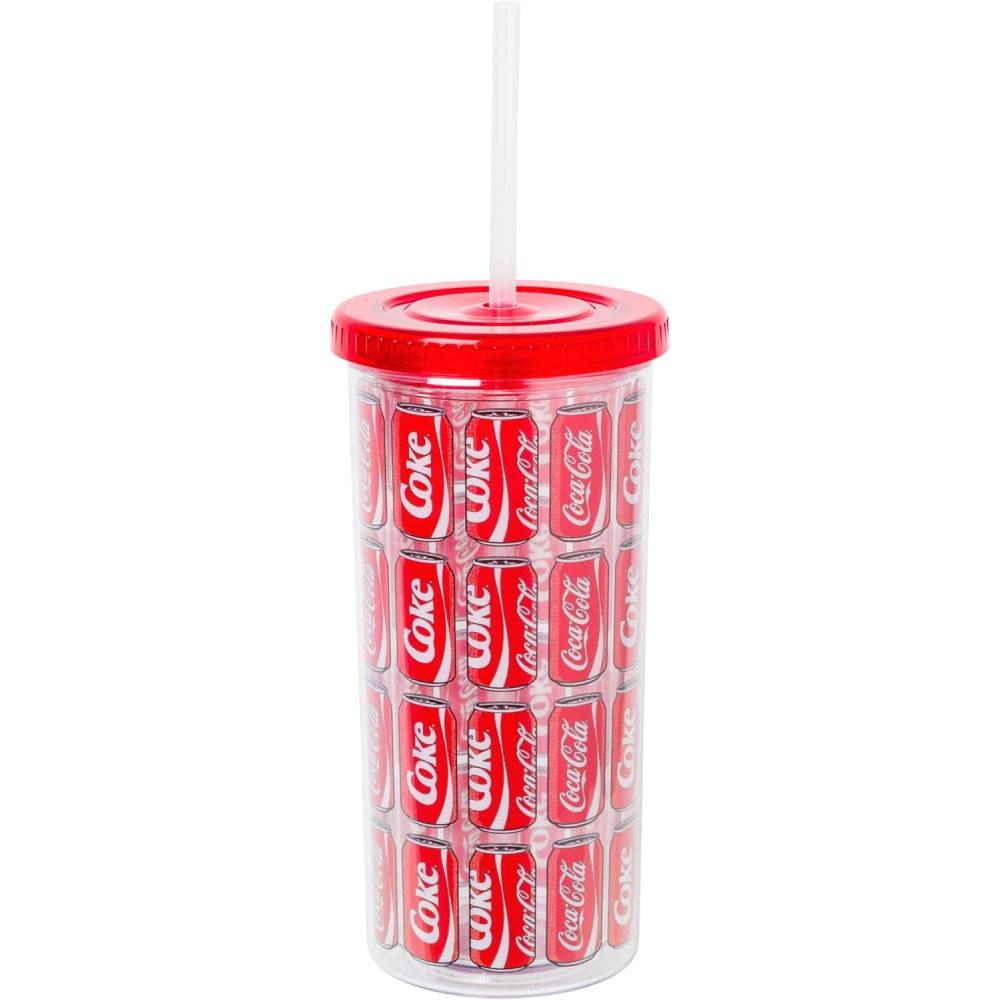 image:imageSilver Buffalo Disney Lilo and Stitch Rainbow and Pineapple Tropical Plastic Tall Cold Cup with Lid and Straw 20 OuncesCoca Cola
