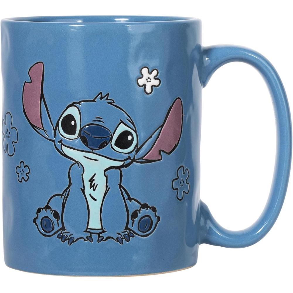image:imageSilver Buffalo Disney Lilo and Stitch Sitting Etched Engraved Wax Resist Handmade Pottery Ceramic Mug 17 Ounces