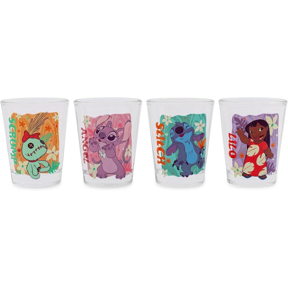 image:imageSilver Buffalo Disney Lilo and Stitch Tropical 4 Piece Mini Glass Set Featuring Lilo Stitch Angel and Scrump 15 Ounces