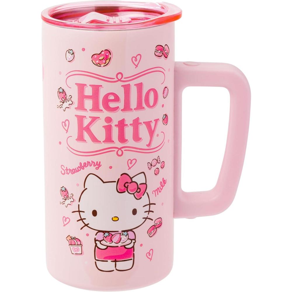 image:imageSilver Buffalo Lilo and Stitch Floral Tropical Blue Double Wall Travel Tumbler with Slide Close Lid 20 OuncesHello Kitty Strawberry Milk 15 Ounces