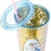 Silver Buffalo Disney Lilo and Stitch Pineapple Plastic Confetti Cold Cup with Lid and Straw, 32 Ounces(Cinderella)