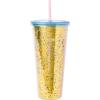 Silver Buffalo Disney Lilo and Stitch Pineapple Plastic Confetti Cold Cup with Lid and Straw, 32 Ounces(Cinderella)