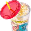 Silver Buffalo Disney Lilo and Stitch Pineapple Plastic Confetti Cold Cup with Lid and Straw, 32 Ounces(Harry Potter Hogwarts School Crest)