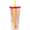 Silver Buffalo Disney Lilo and Stitch Pineapple Plastic Confetti Cold Cup with Lid and Straw, 32 Ounces(Harry Potter Hogwarts School Crest)