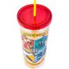 Silver Buffalo Disney Lilo and Stitch Pineapple Plastic Confetti Cold Cup with Lid and Straw, 32 Ounces(Harry Potter Hogwarts School Crest)
