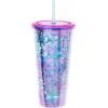 Silver Buffalo Disney Lilo and Stitch Pineapple Plastic Confetti Cold Cup with Lid and Straw, 32 Ounces(Lilo and Stitch Pineapple)
