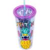 Silver Buffalo Disney Lilo and Stitch Pineapple Plastic Confetti Cold Cup with Lid and Straw, 32 Ounces(Lilo and Stitch Pineapple)