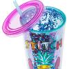 Silver Buffalo Disney Lilo and Stitch Pineapple Plastic Confetti Cold Cup with Lid and Straw, 32 Ounces(Lilo and Stitch Pineapple)