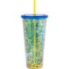 Silver Buffalo Disney Lilo and Stitch Pineapple Plastic Confetti Cold Cup with Lid and Straw, 32 Ounces(Rainbow Brite)
