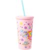 Silver Buffalo Disney Lilo and Stitch Rainbow and Pineapple Tropical Plastic Tall Cold Cup with Lid and Straw, 20 Ounces(Care Bears Matte)